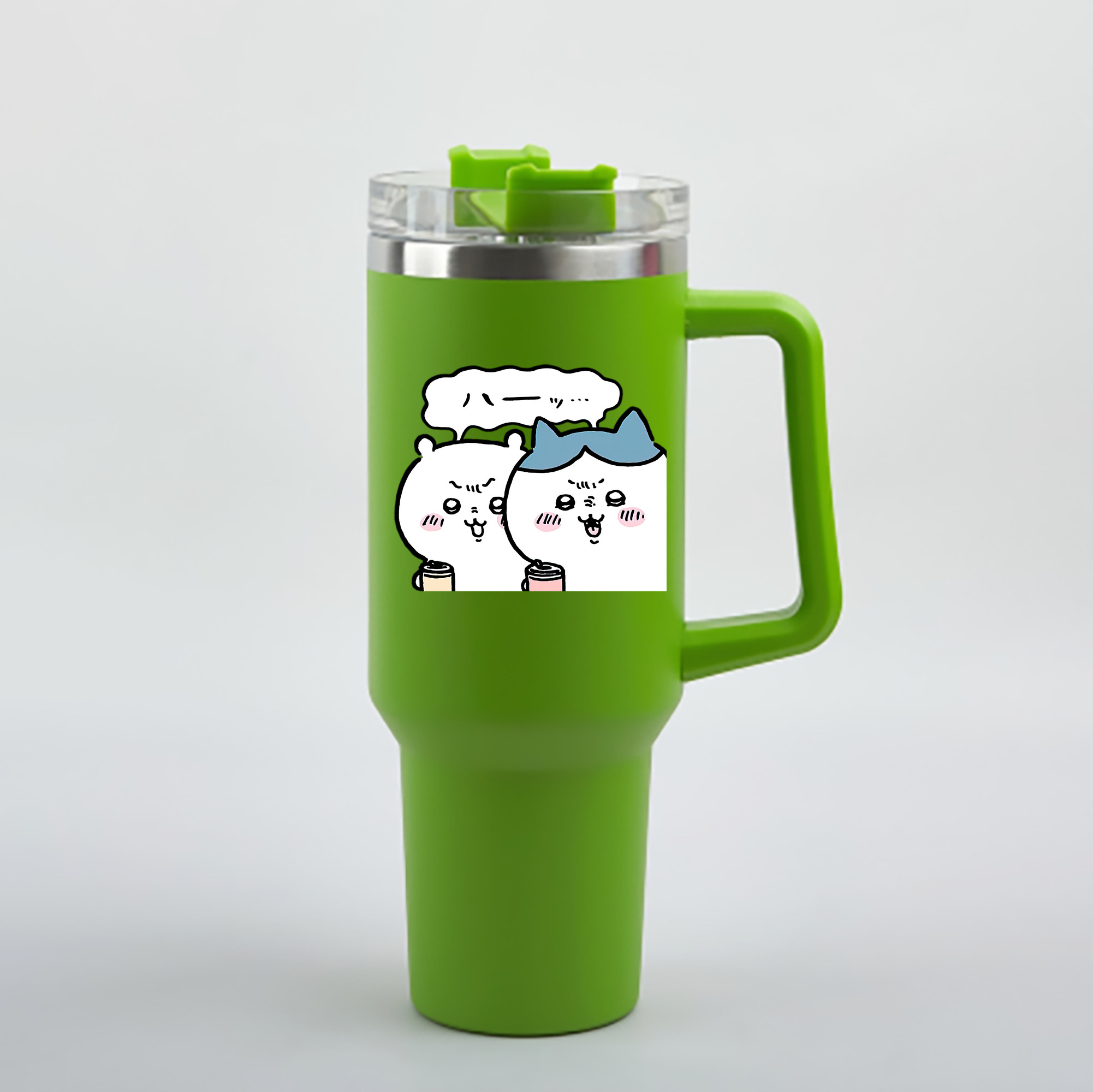 （画像用） ちいかわ ハチワレ Chii-kawa hachiware 1200mL車用タンブラー - クリスタルステッカー（プラスチックストロー付き）